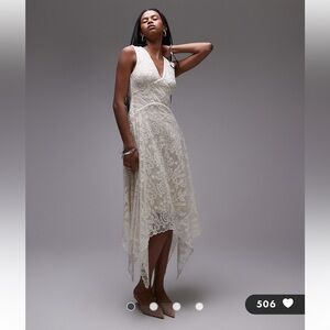 & Other Stories lace midaxi dress with dropped waist and hankerchief hem